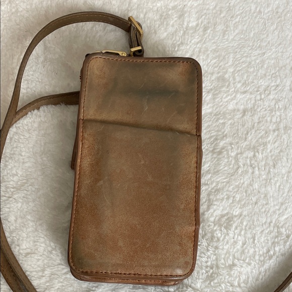 Hammitt 310 Tan Brown Saddle Leather Fringe Crossbody Phone Case Wallet Purse - Picture 3 of 6